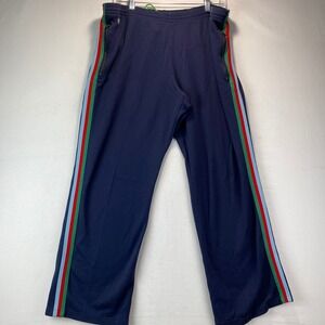 VTG Y2K Lacoste Sport Track Pants Mens 6 L Navy Blue Striped Zip Pocket Straight